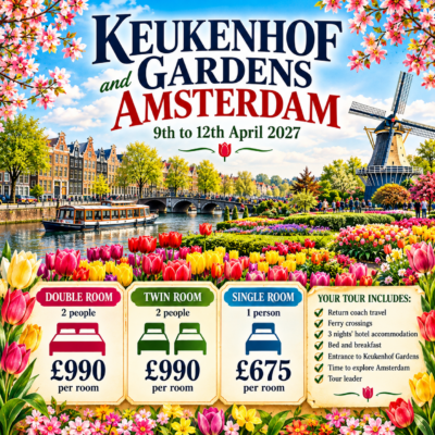 KEUKENHOF GARDENS and AMSTERDAM £495pp  - 9th to12th April 2027